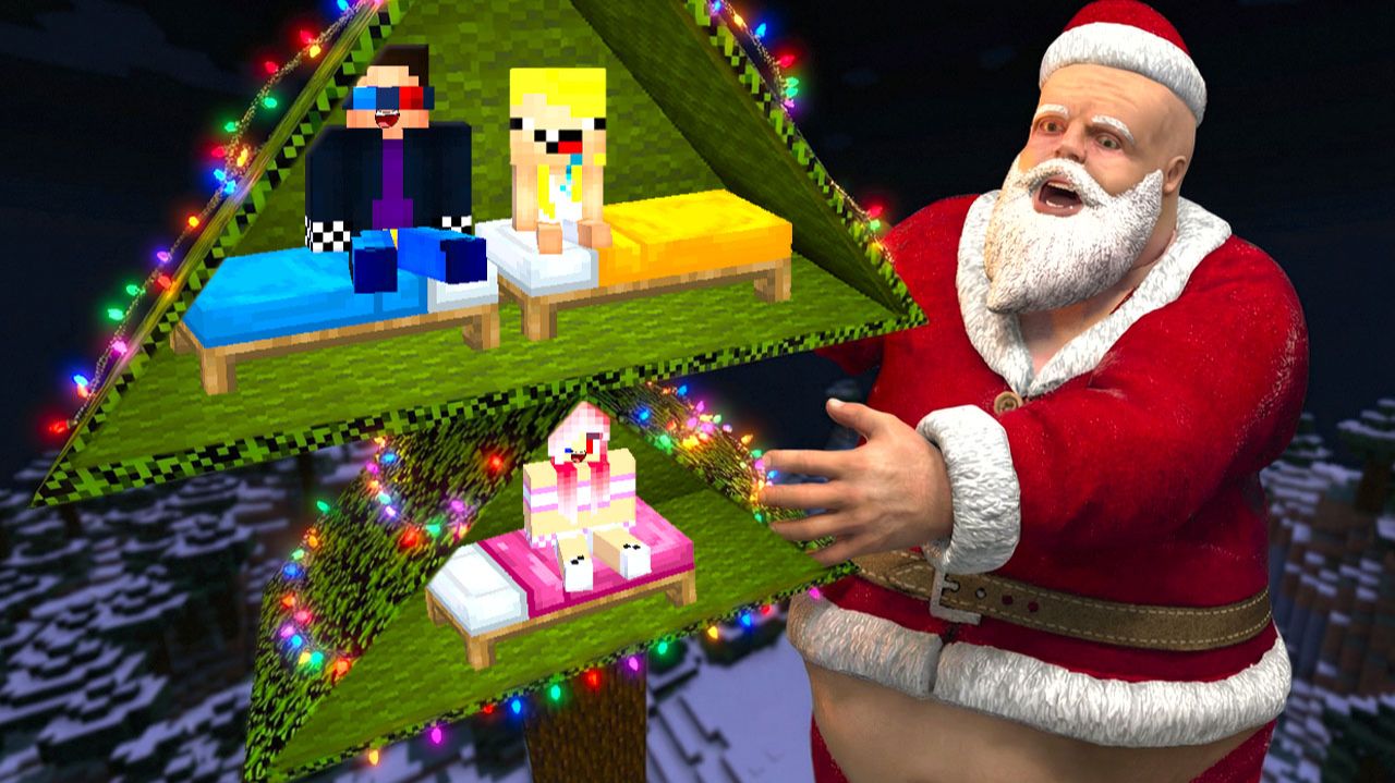 🎄СПРЯТАЛИСЬ В ЁЛКЕ ОТ ЗЛОГО ДЕДА МОРОЗА В МАЙНКРАФТ! ШЕДИ ЛЕСКА И НУБИК MINECRAFT смотреть онлайн