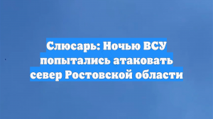 Слюсарь: Ночью ВСУ попытались атаковать север Ростовской области