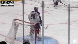 Элвис Мерзликинс и Джет Грив на разминке в НХЛ