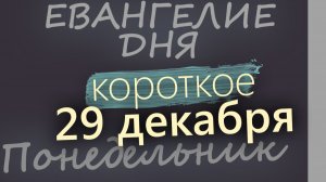 29 декабря Понедельник Евангелие дня 2025 короткое! Рождественский пост