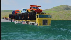 Авто едут через переправу Beam NG