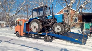 Везу трактор МТЗ-82 в гололед