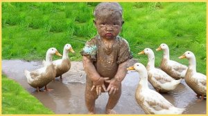 Веселая Реакция Ребенка На Сельскохозяйственных Животных - Забавное Детское Видео, Мини-Комедия