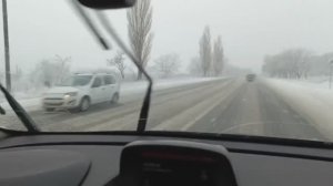 Снегопад на дорогах Анапы и Новороссийска!