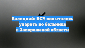 ВСУ попытались атаковать больницу в Каменке-Днепровской в Запорожской области