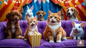 😹Мама кошечка со своим маленьким сыночком смотрят красивое выступление в цирке🔥