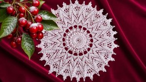 Салфетка "Зимняя вишня". Часть 2