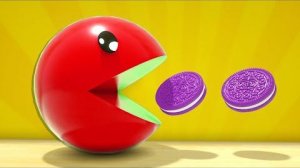 Песня «Бинго» — красочный Pacman с разноцветными конфетами, детские песенки