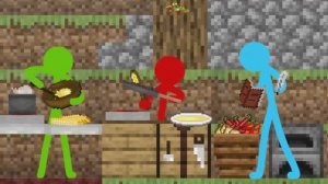 Рисованные человечки проходят курсы кулинарии в Minecraft