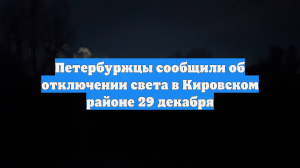 Петербуржцы сообщили об отключении света в Кировском районе 29 декабря
