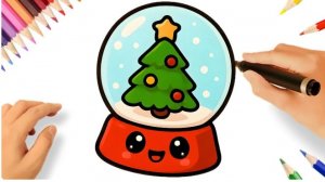 Как легко нарисовать Снежный Шар шаг за шагом ❄️💖