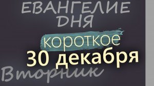 30 декабря Вторник Евангелие дня 2025 короткое! Рождественский пост