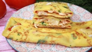 Тонкие Блины с начинкой на Завтрак! Блинчики с курицей