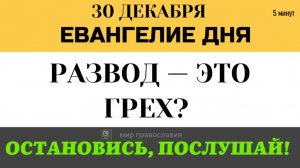 30 декабря Евангелие дня «Позволительно ли разводиться?» Жесткий ответ Христа о браке и измене.