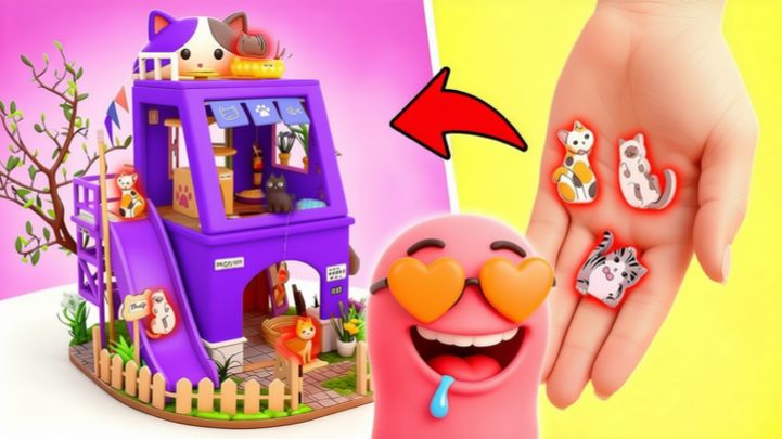 Вау! Мини-домик для кошки 🏠 Лёгкое DIY 🐱 смотреть онлайн