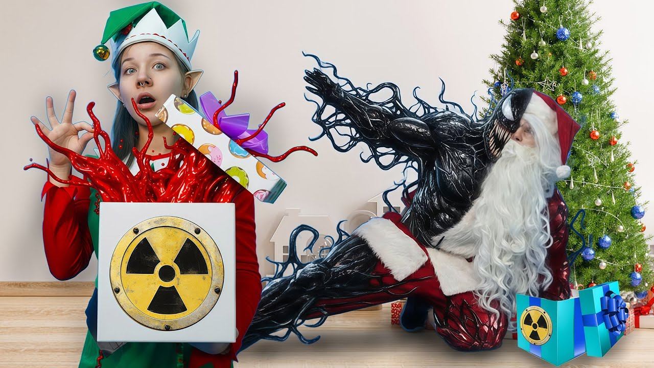 САНТА СТАЛ ВЕНОМОМ?!  3 ЧЕЛОВЕКА-ПАУКА ПРОТИВ МУТАНТА КЛАУСА! смотреть онлайн