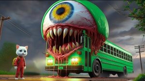 Котенок столкнулся с мутировавшим монстром школьным автобусом по дороге в школу