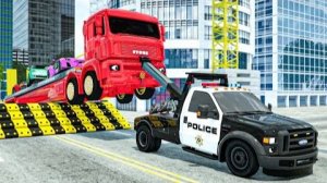 Гигантские колеса ПРОТИВ огромных лежачих полицейских - Полицейский помогает большому КАМАЗу