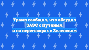 Трамп сообщил, что обсудил ЗАЭС с Путиным и на переговорах с Зеленским