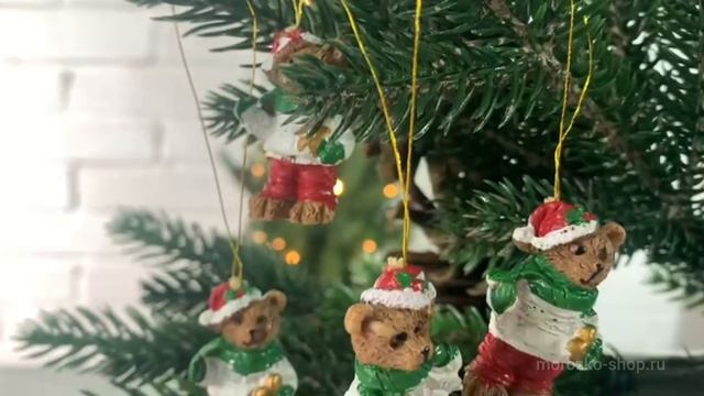 Набор ёлочных игрушек МИШКИ - ТЁПЛАЯ КОМПАНИЯ, полистоун, 4 см, 6 шт., 59-4632