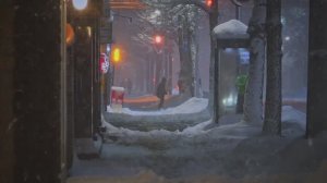 Тихая прогулка снежной ночью по Хоккайдо, Япония | Трамвайные улицы Саппоро