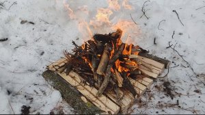 Костер в зимнем лесу