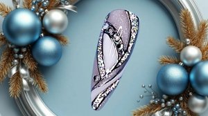 Новогодний дизайн со стразами. Идея праздничного маникюра. МК