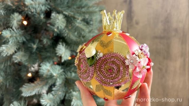 Набор коллекционных ёлочных шаров РОЯЛ КРАУН, стекло, текстиль, 13 см, 6 шт., 6501165A999-набор