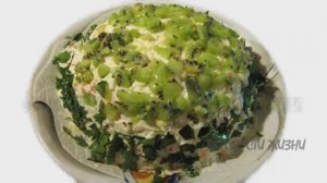 Салат Юбилейный с курицей, грибами и киви. Филе курицы в микроволновке для салата