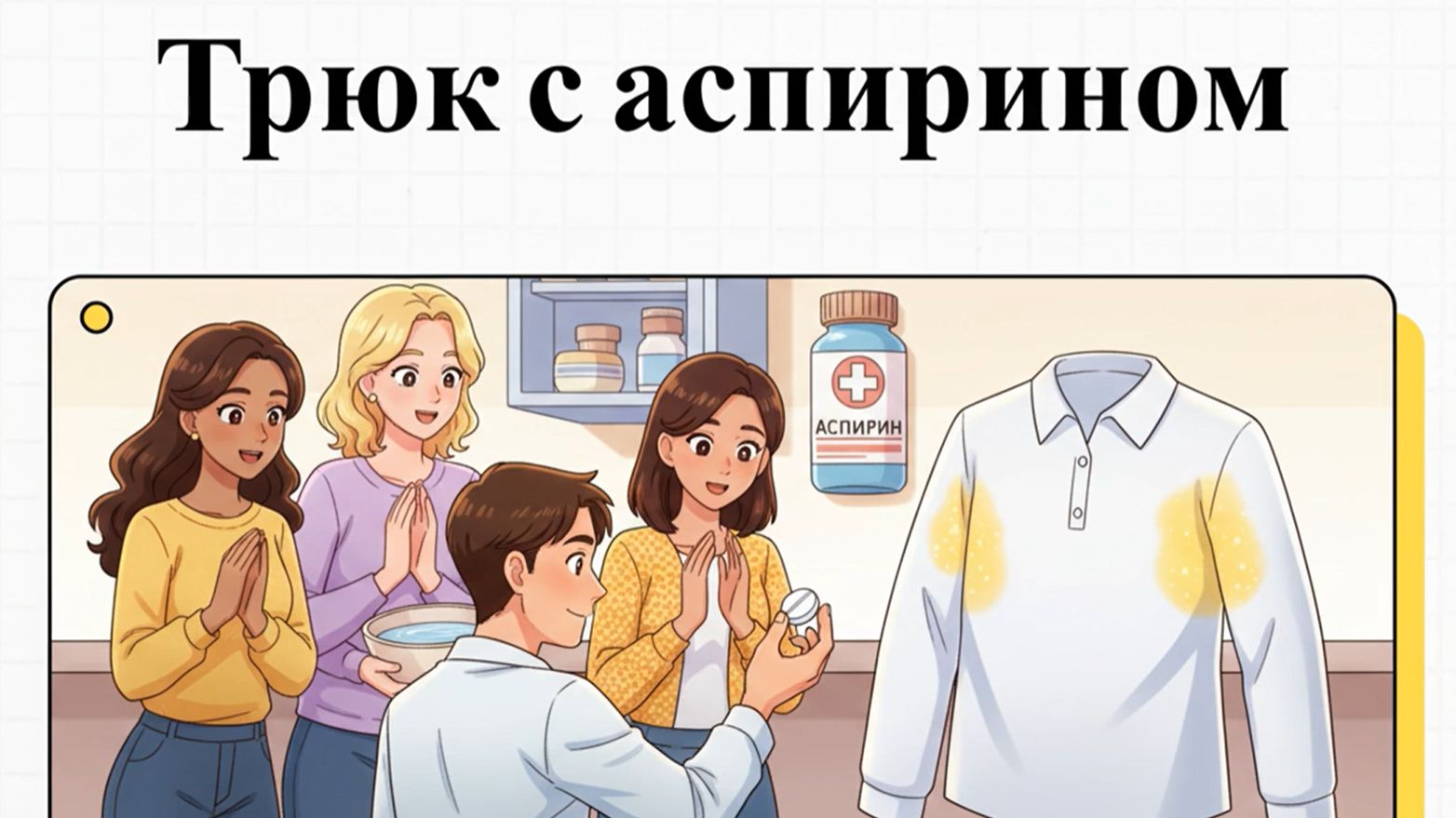 Как вывести желтые пятна под мышками на футболке: секретный метод с аспирином