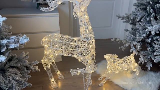 Набор декоративных светящихся фигур ОЛЕНИ РОНШАН, металл, акриловые нити, 4060454