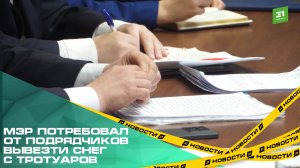 Мэр потребовал от подрядчиков вывезти снег с тротуаров