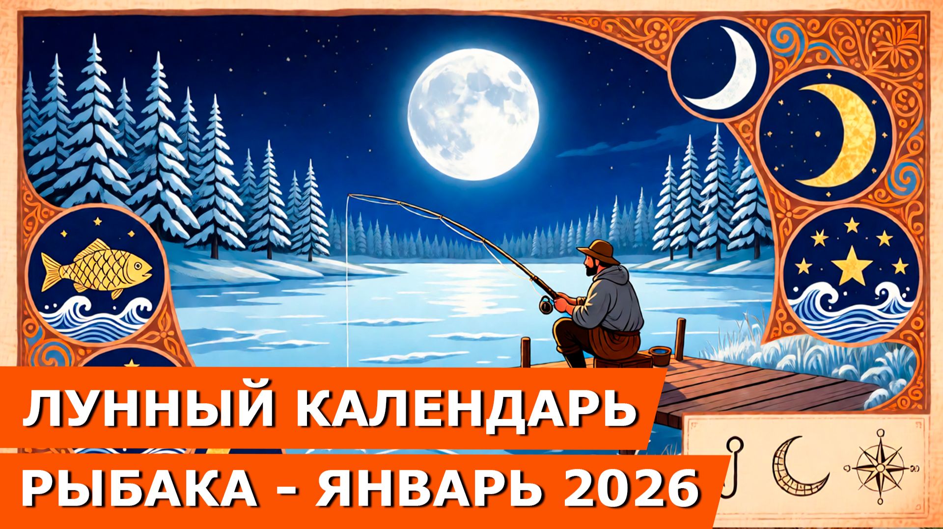 Лунный календарь рыбака на январь 2026: когда лучше ловить рыбу зимой?