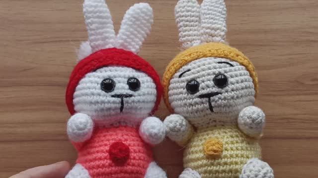 Вяжем зайчика в шапочке ч.3 шапочка , оформление. смотреть онлайн