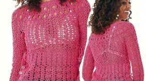 3 малиновые блузки крючком