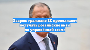 Лавров: граждане ЕС продолжают получать российские визы по упрощённой схеме
