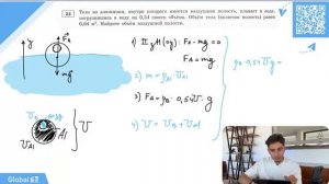 Тело из алюминия внутри которого имеется воздушная полость плавает в воде погрузившись - 27482