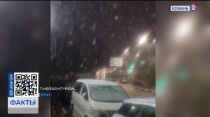 Мощный снегопад и ветер оборвали линии электропередачи и повалили деревья в Сочи