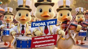 Парад утят. Алмаева Ирина (нейрокомпозитор, видеомонтажер). Первый мультяшный проект.