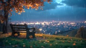 Уютный дождливый вечер в городе. Успокаивающие звуки дождя и города.