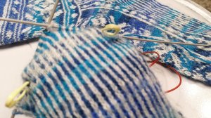 Праздничные носки_МК_вяжем пятку, паголенок