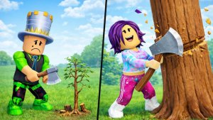 НЕ МОГУ СРУБИТЬ ДЕРЕВО в РОБЛОКС! Оно растет БЕСКОНЕЧНО! Папа и дочка вырастили легендарное дерево!