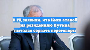 В ГД заявили, что Киев атакой на резиденцию Путина пытался сорвать переговоры