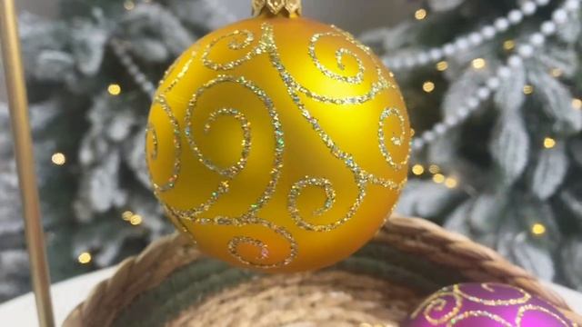 Набор стеклянных шаров САДКО, золото - фиолетовый, 4х75 мм, С323-зол-фиол