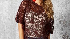 2 блузки вишневого цвета,связанные крючком