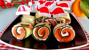 🎄 Рулетики с красной рыбой и огурцом