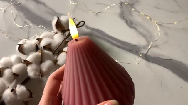 Свеча светодиодная восковая ШАРМ-ГОФРЕ малая, пыльная роза, мерцающий огонёк, MB-41056