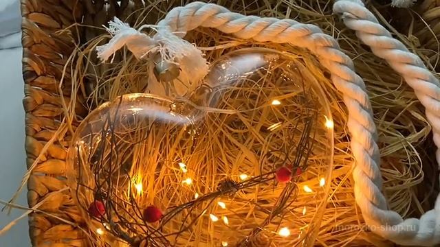 Светящееся сердечко на канате ФИСЭЛЬ БЬЯНКО - ЯГОДНЫЙ ШАРМ, 15 тёплых белых микро LED-огней, 485187