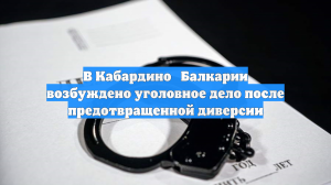 В Кабардино‑Балкарии возбуждено уголовное дело после предотвращенной диверсии