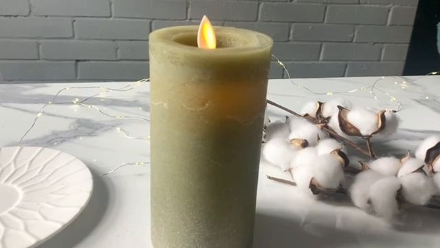 Свеча светодиодная парафиновая ЛИССЭ ОЛИВА, имитация живого пламени, колышущийся язычок, RC-20985